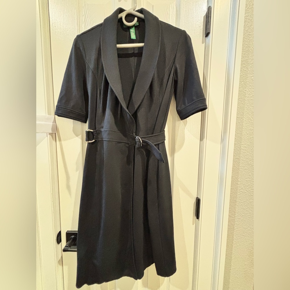 Lauren Ralph Lauren Cafe Society Black Short-Sleeve Belted Dress